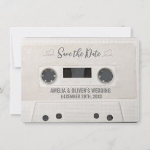 Retro Cassette Wedding sparen de Datum Kaart