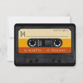 Retro Cassettebandje gestreept RSVP Kaartje (Voorkant)