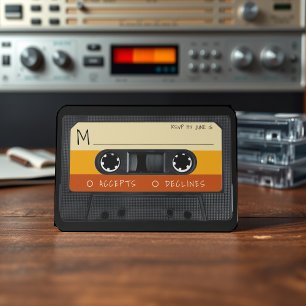 Retro Cassettebandje gestreept RSVP Kaartje