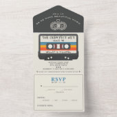 Retro Cassettebandje Grootste Hit Bruiloft All In One Uitnodiging (Binnen)