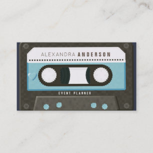 Retro Cassettebandje Muziek Blauw Visitekaartje