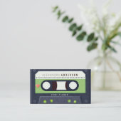 Retro Cassettebandje Muziek Groen Visitekaartje (Staand voorkant)