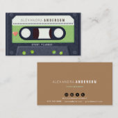 Retro Cassettebandje Muziek Groen Visitekaartje (Voorkant / Achterkant)