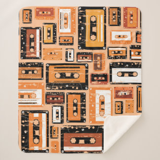 Retro Cassettebandje Naadloos Patroon Sherpa Deken