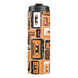 Retro Cassettebandje Naadloos Patroon Thermosbeker