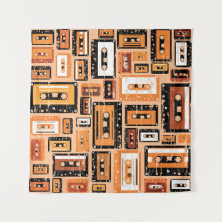 Retro Cassettebandje Naadloos Patroon Wandkleed