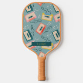 Retro Cassettebandje Pattern Blue Pickleball Paddle (Voorkant)