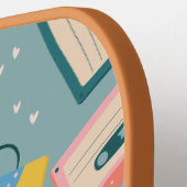 Retro Cassettebandje Pattern Blue Pickleball Paddle (Links Detail)