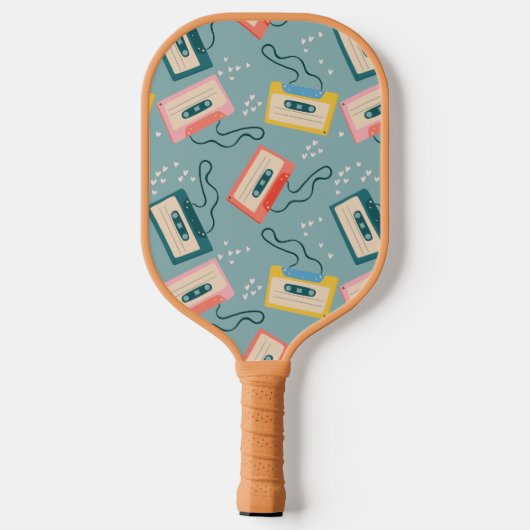 Retro Cassettebandje Pattern Blue Pickleball Paddle (Achterkant)
