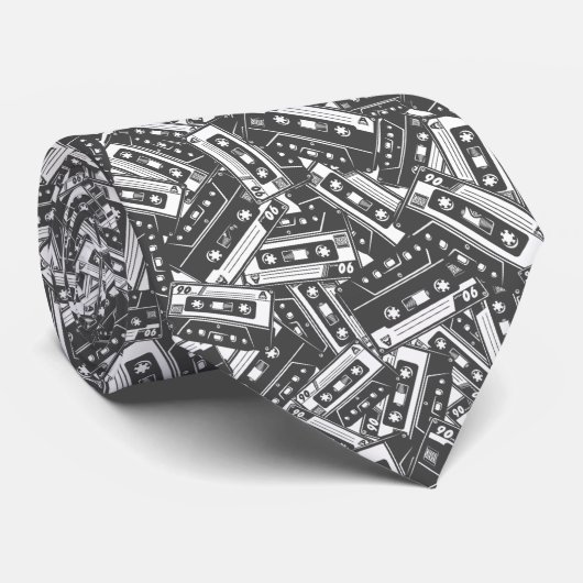 Retro Cassettebandje Pattern Stropdas (Opgerold)