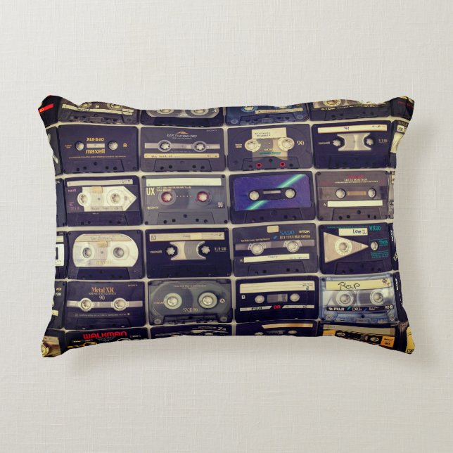 Retro Cassettebandje Pillow Accent Kussen (Voorkant)