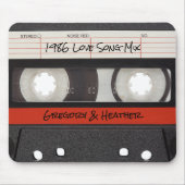 Retro Cassettebandje Red Black Muismat (Voorkant)