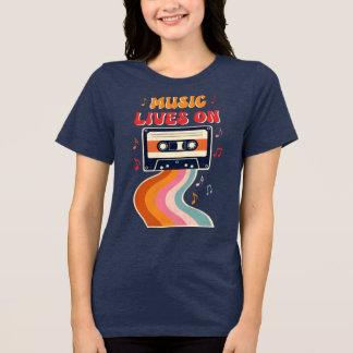 Retro Cassettebandje Shirt – Muziek leeft op Vinta
