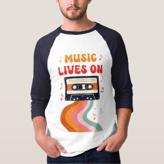 Retro Cassettebandje Shirt – Muziek leeft op Vinta