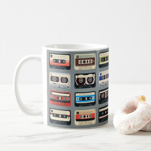 Retro Cassettebandjes 80s Koffiemok (Met donut)