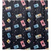 Retro Cassettebandjes in de kosmische ruimte Douchegordijn (Voorkant)