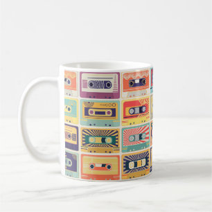 Retro Cassettebandjes Patroon. Koffiemok