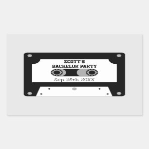 Retro Cassettereband Zwart-Wit Bachelorfeest Rechthoekige Sticker