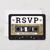 Retro Cassetterecord Huwelijks RSVP Aankondiging (Voorkant)