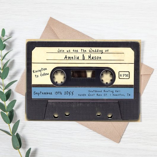 Retro Cassetterecord Huwelijksuitnodiging Kaart