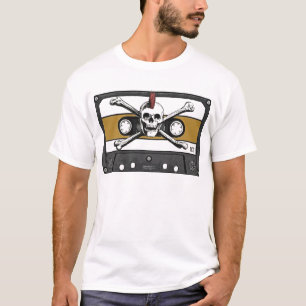 Retro Cassetterecord Mohawk Schedeldood Rotsen Roc T-shirt