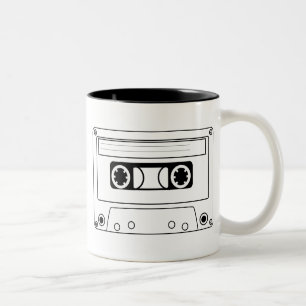 Retro cassetterecorder grunge muziek tweekleurige koffiemok