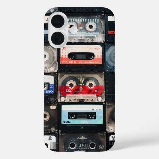 Retro cassettes image on iphone case (Achterkant)