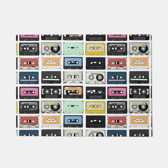 Retro  cassettes mengen tapes patroon deurmat (Voorkant)