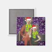 RETRO CAT 1970's FUNNY CHRISTMAS MAGNET Magneet (Voorkant / Achterkant)