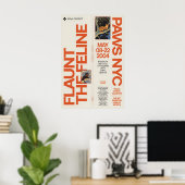 Retro Cat Art Exhibition Poster NYC Feline Show (Bureau à domicile)