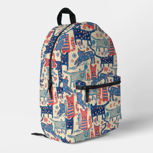 Retro Cat Backpack Bedrukte Rugzak (Achterkant Hoek Links)