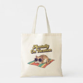 Retro Cat Checked Out Canvas Tote Bag (Dos)