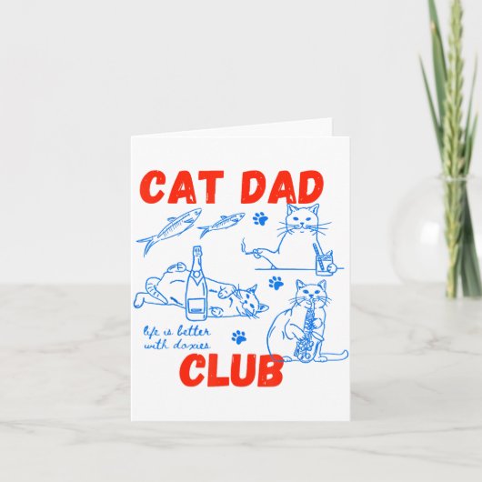 Retro Cat Dad Club Life Is Better With Cats Funny  Kaart (Voorkant)