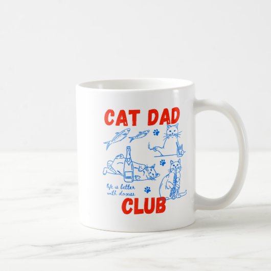 Retro Cat Dad Club Life Is Better With Cats Funny  Koffiemok (Rechts)