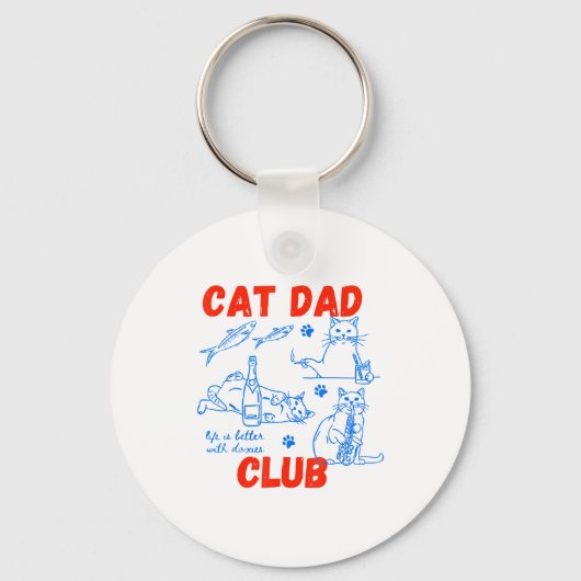Retro Cat Dad Club Life Is Better With Cats Funny Sleutelhanger (Voorkant)