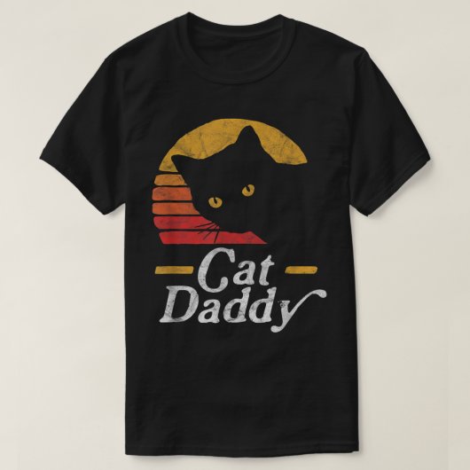 Retro Cat Daddy Black Cat Design T-shirt (Design voorkant)