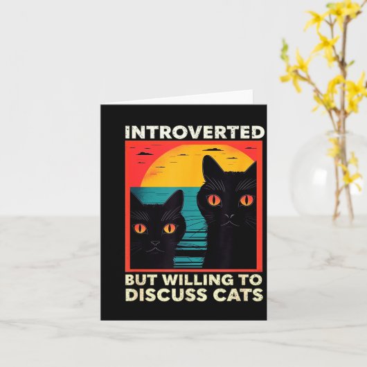 Retro Cat Funny Introverted But Willing To Discuss Kaart (Gele Bloem)