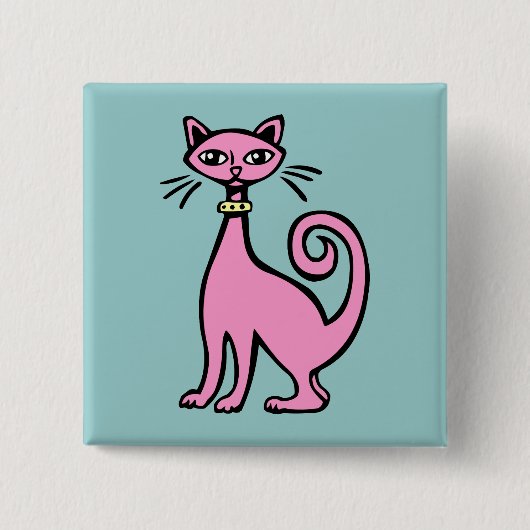 Retro Cat - Gepersonaliseerd Vierkante Button 5,1 Cm (Voorkant)