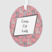 Retro Cat Grafisch Patroon grijs Ornament (voorkant)