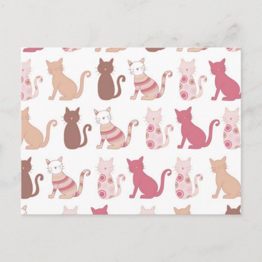 Retro Cat Lovers Patroon Briefkaart (Voorkant)
