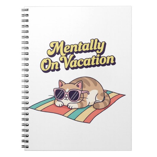 Retro Cat Mental Vacation Lined Notebook Notitieboek (Voorkant)