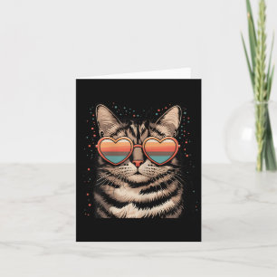 Retro Cat met Zonnebril Heart Love Schattigee Cat Kaart