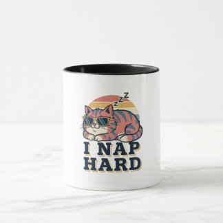 Retro Cat Nap Humor Color Inside Mug