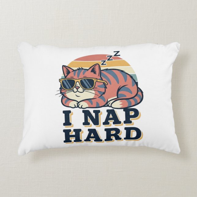 Retro Cat Nap Humor Rectangular Pillow Accent Kussen (Voorkant)