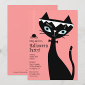 Retro Cat of Frankenstein Halloween Party Invite Kaart (Voorkant / Achterkant)