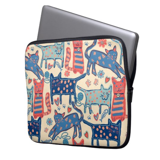 Retro CAT-ontwerp Laptop Sleeve (Voorkant Links)
