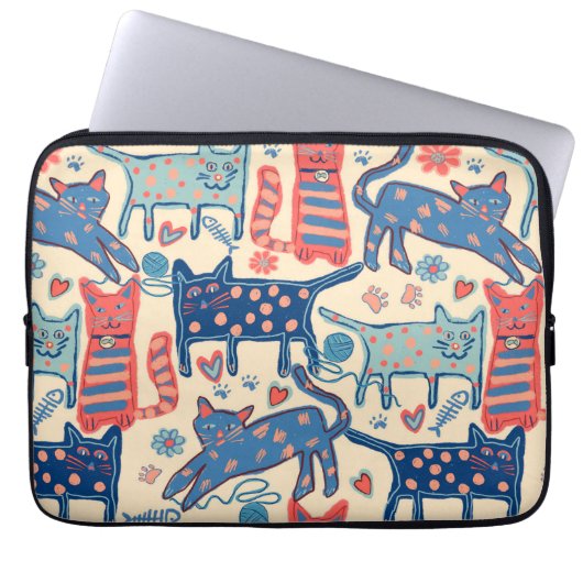 Retro CAT-ontwerp Laptop Sleeve (Voorkant)