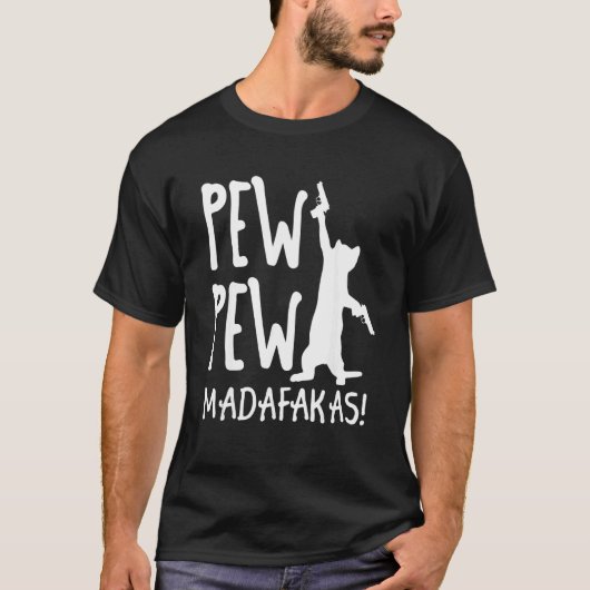 Retro Cat Pew Pew Madafakas   Crazy Kitten Cats   T-shirt (Voorkant)