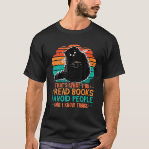 Retro Cat Read Books Vermijd dat boeken opnieuw wo T-shirt
