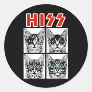 Retro Cat Rock Muziek Concertband Mannen Kinder Vr Ronde Sticker